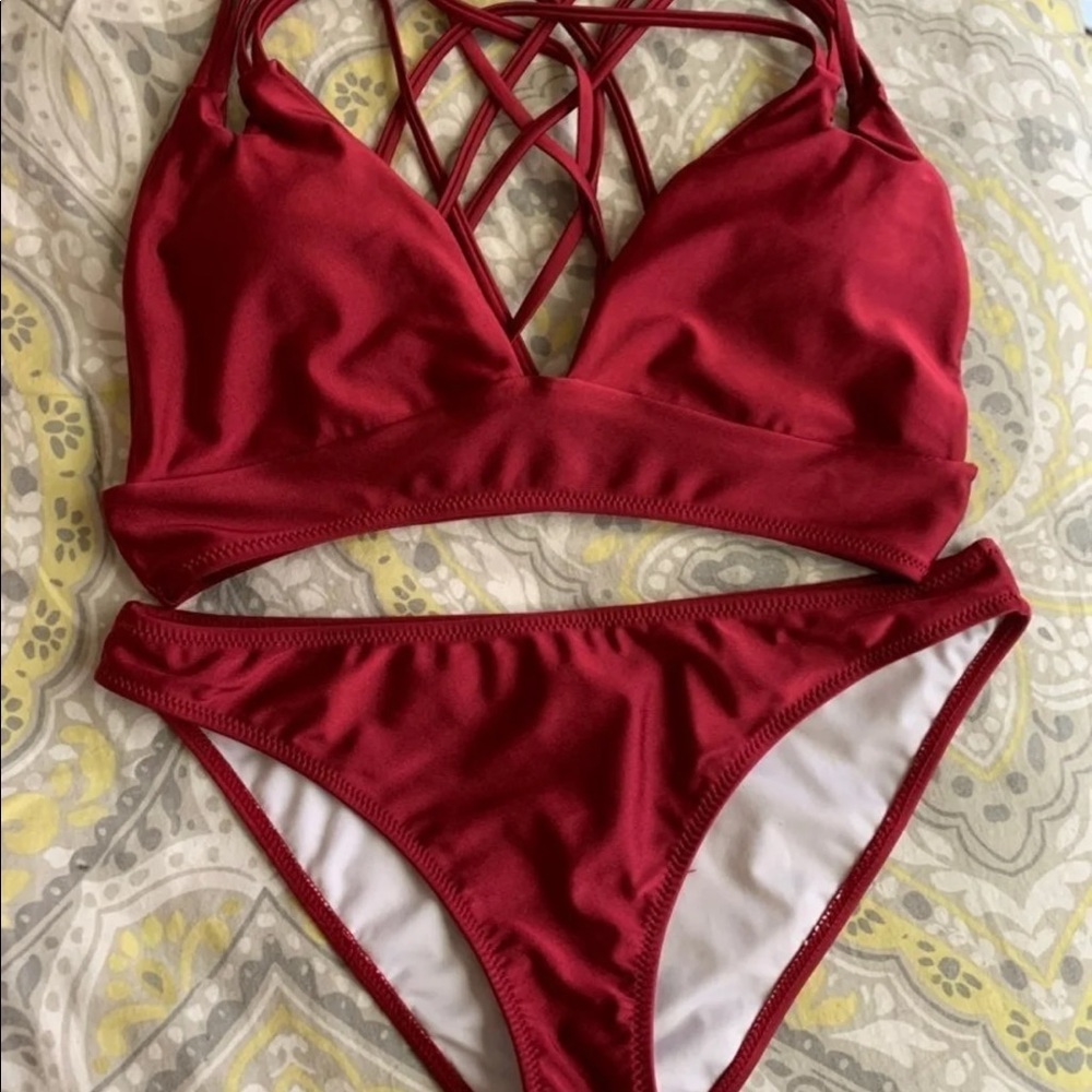Wine Cupshe Bikini Set